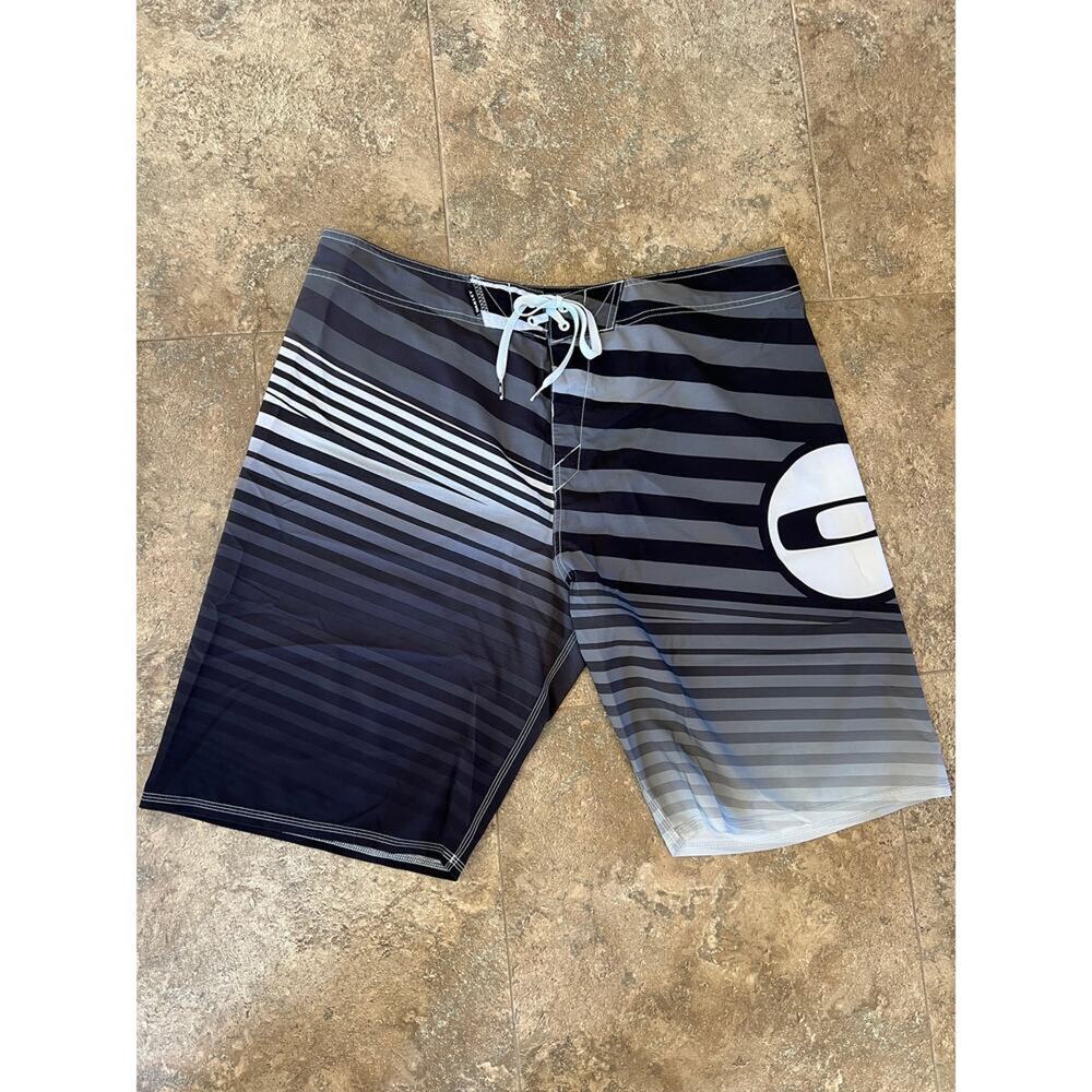 Oakley Board Shorts, Shades of Gray Stripe, Men's size 40